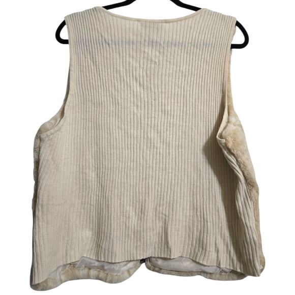 Jordan Faux Fur Zip Front Vest Women’s Large Beige with Cream Collar - Picture 6 of 7